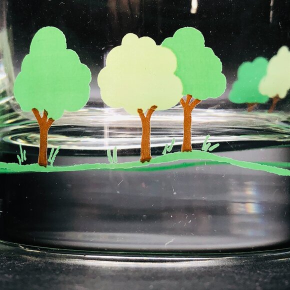 Vintage Green Tree Whiskey Lowball Glass Tumbler- Set of 2 :Novelty Barware - Picture 5 of 10